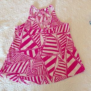 Lilly Pulitzer Halter look top Hot Pink/White Sailboats Sz M